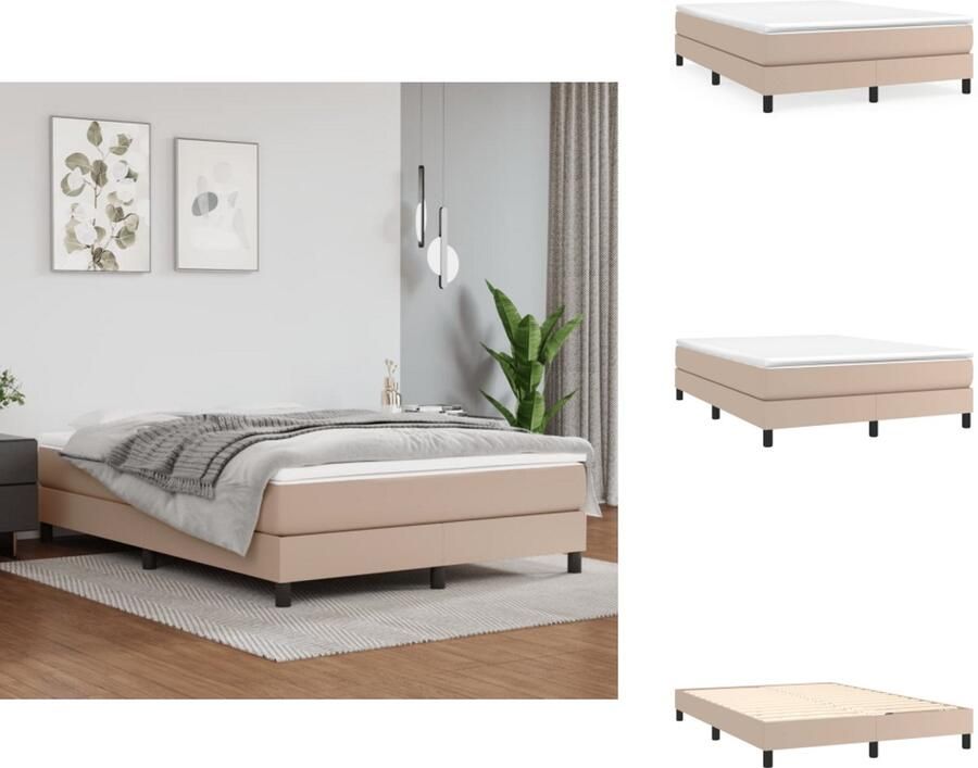 VidaXL Boxspringbedframe kunstleer cappuccinokleurig 140x200 cm - Foto 4