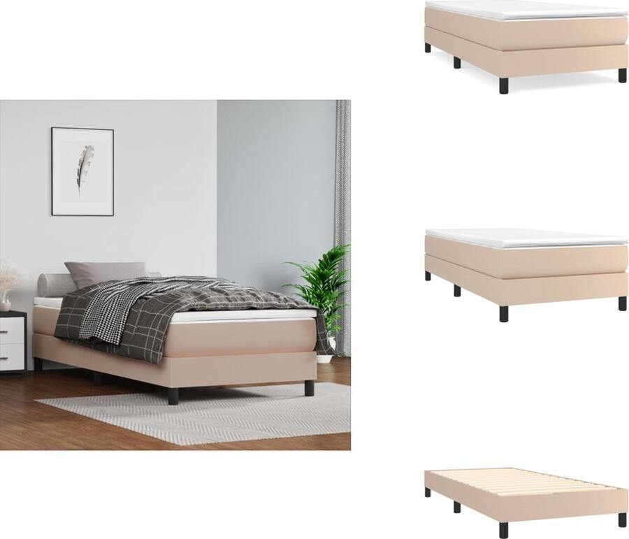 VidaXL Bedframe Kunstleer Multiplex lattenbodem Cappuccino 203x83x25cm Geschikt voor 80x200cm matras Bed - Foto 2