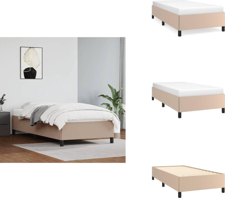 VidaXL Bedframe Cappuccino Kunstleer 193 x 93 x 25 cm Geschikt voor 90 x 190 cm Matras Bed - Foto 2