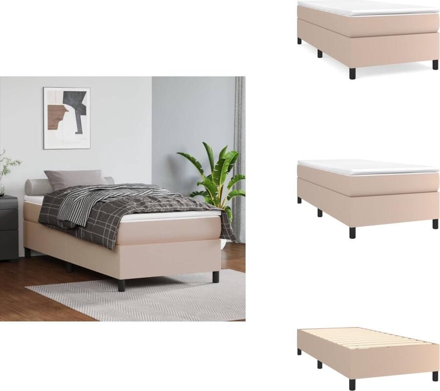 VidaXL Bedframe Cappuccino Kunstleer 193 x 93 x 25 cm Geschikt voor 90 x 190 cm Matras Bed