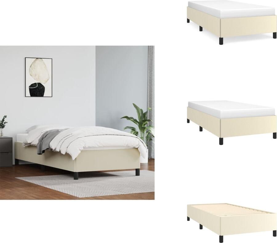 VidaXL Bedframe Kunstleer Multiplex lattenbodem Crème 203 x 103 x 25 cm Geschikt voor 100 x 200 cm matras Bed