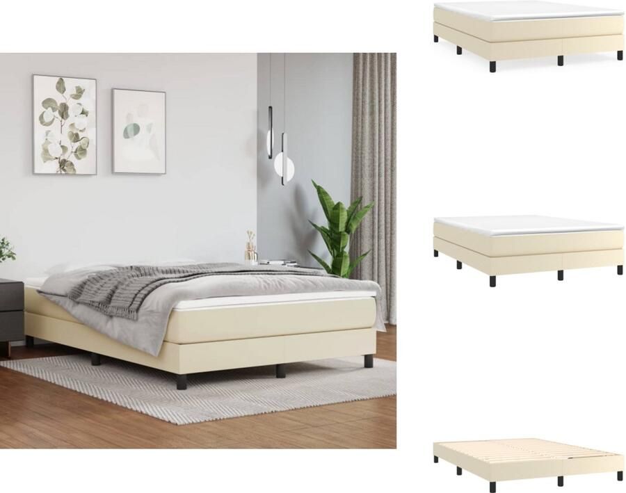 VidaXL Bedframe Bedframes Bed Slaapmeubel Bedframe kunstleer crèmekleurig 140x200 cm