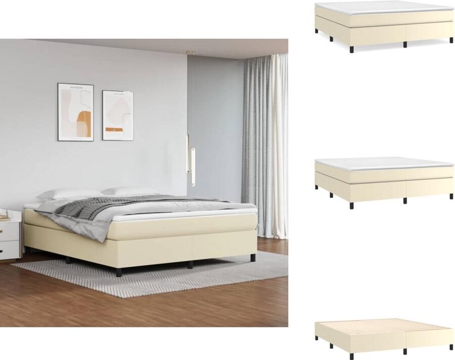 VidaXL Bedframe Bedframes Bed Slaapmeubel Bedframe kunstleer crèmekleurig 160x200 cm