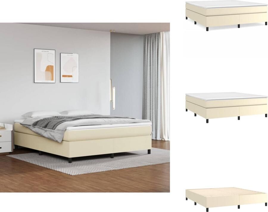 VidaXL Bedframe Bedframes Bed Slaapmeubel Bedframe kunstleer crèmekleurig 180x200 cm