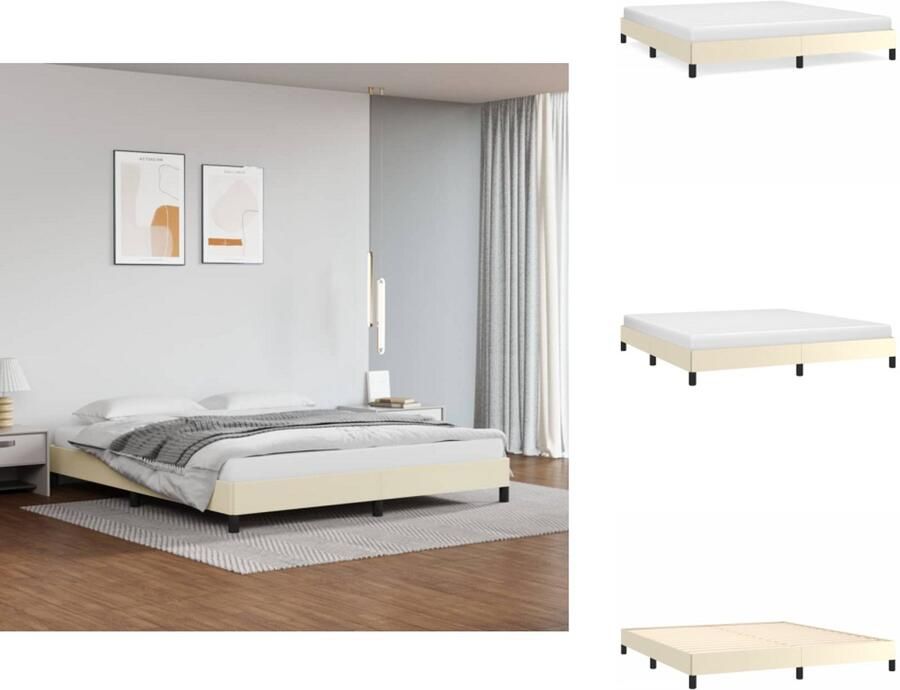 VidaXL Bedframe Bedframes Bed Slaapmeubel Bedframe kunstleer crèmekleurig 180x200 cm - Foto 2