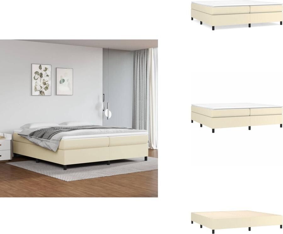 VidaXL Bedframe Bedframes Bed Slaapmeubel Boxspringframe kunstleer crèmekleurig 200x200 cm