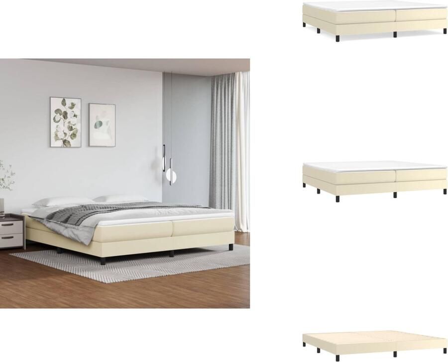 VidaXL Bedframe Bedframes Bed Slaapmeubel Boxspringframe kunstleer crèmekleurig 200x200 cm