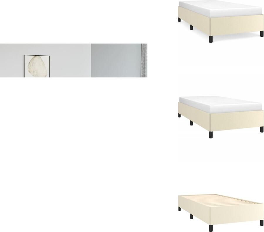 VidaXL Bedframe Kunstleer Multiplex lattenbodem 203x83x35 cm Crème Matras niet inbegrepen Bed