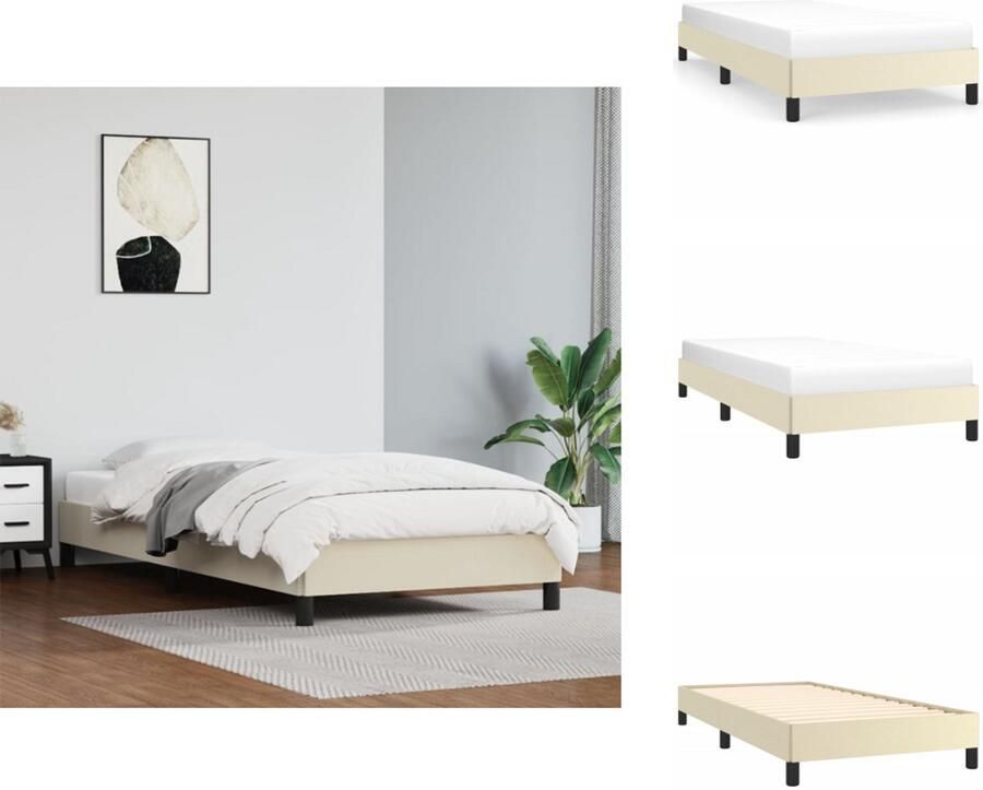 VidaXL Bedframe Bedframes Bed Slaapmeubel Bedframe kunstleer crèmekleurig 90x190 cm - Foto 3