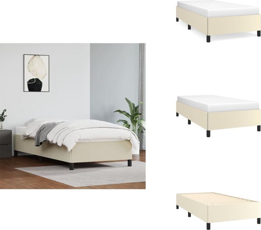 VidaXL Bedframe Bedframes Bed Slaapmeubel Bedframe kunstleer crèmekleurig 90x190 cm