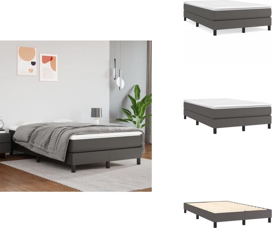 VidaXL Bedframe Kunstleer Grijs 203 x 123 x 35 cm Voor matras van 120 x 200 cm Multiplex lattenbodem Bed