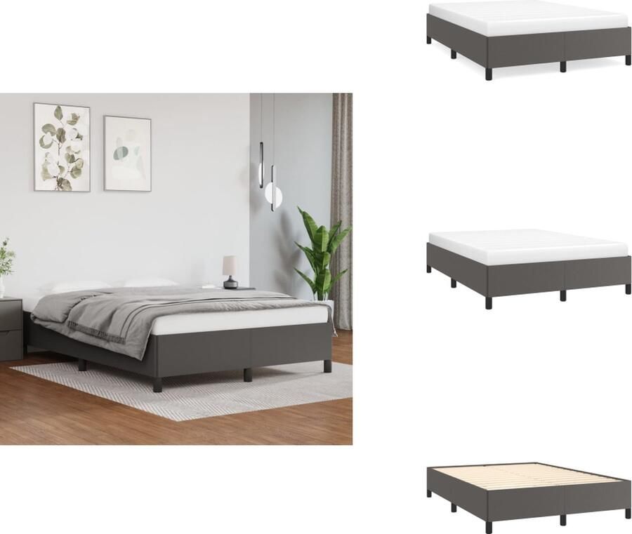 VidaXL Bedframe Bedframes Bed Slaapmeubel Boxspringframe kunstleer grijs 140x200 cm