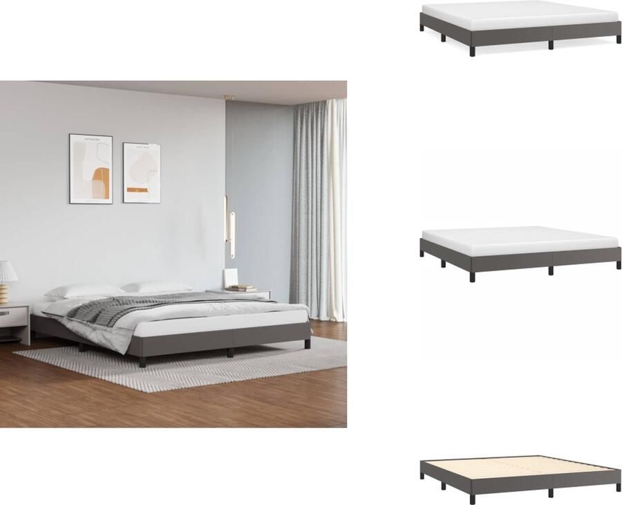 VidaXL Bedframe Grijs Kunstleer 203x163x25 cm Stevige poten en multiplex lattenbodem Geschikt voor matras 160x200 cm Bed