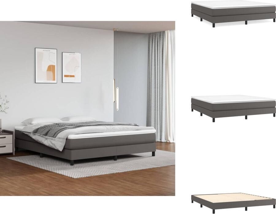 VidaXL Bedframe Grijs Kunstleer 203x163x25 cm Stevige poten en multiplex lattenbodem Geschikt voor matras 160x200 cm Bed - Foto 2
