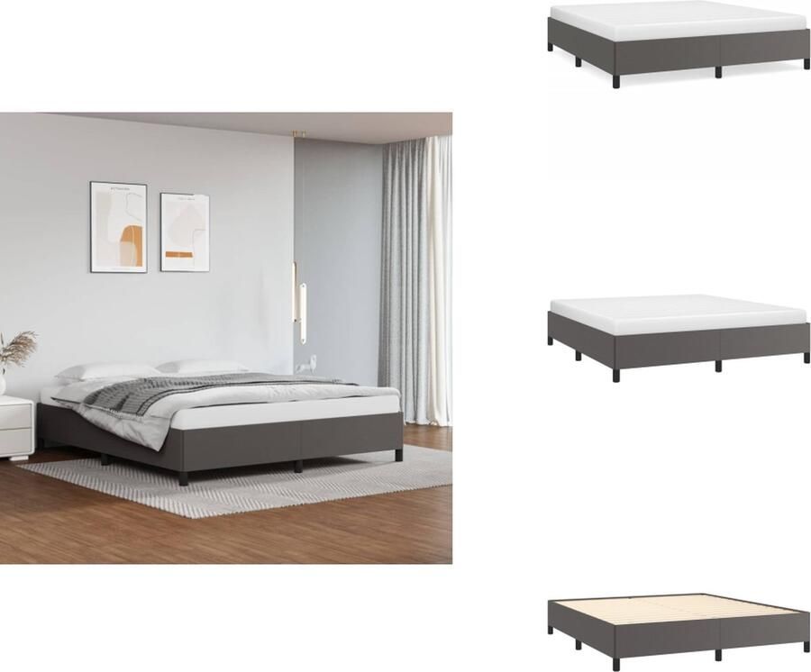 VidaXL Boxspringframe Grijs Kunstleer Multiplex 203 x 180 x 35 cm Geschikt voor 180 x 200 cm matras Bed