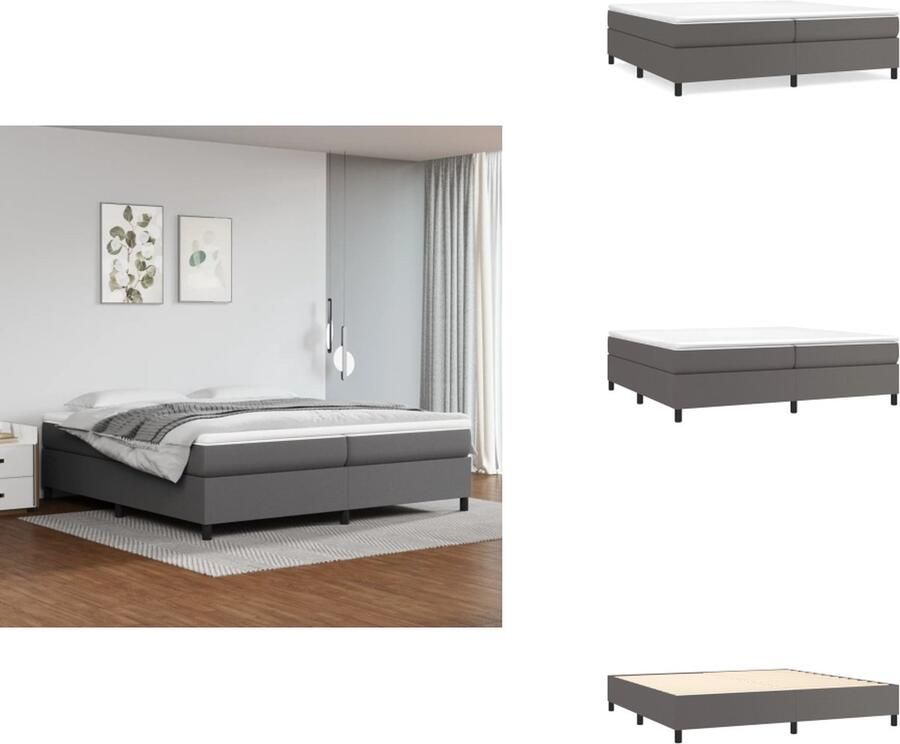 VidaXL Boxspringframe Grijs Kunstleer 203 x 200 x 35 cm Geschikt voor 200 x 200 cm matras (exclusief) Bed
