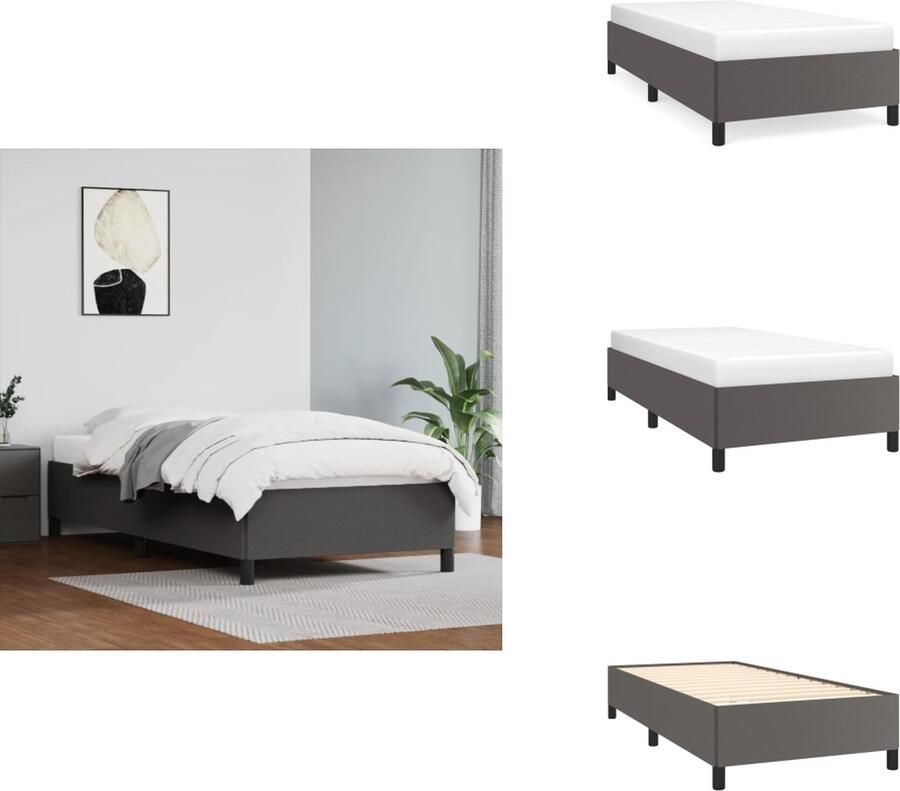 VidaXL Bedframe Kunstleer Multiplex Lattenbodem Grijs 203x83x35cm 80x200cm matras Bed