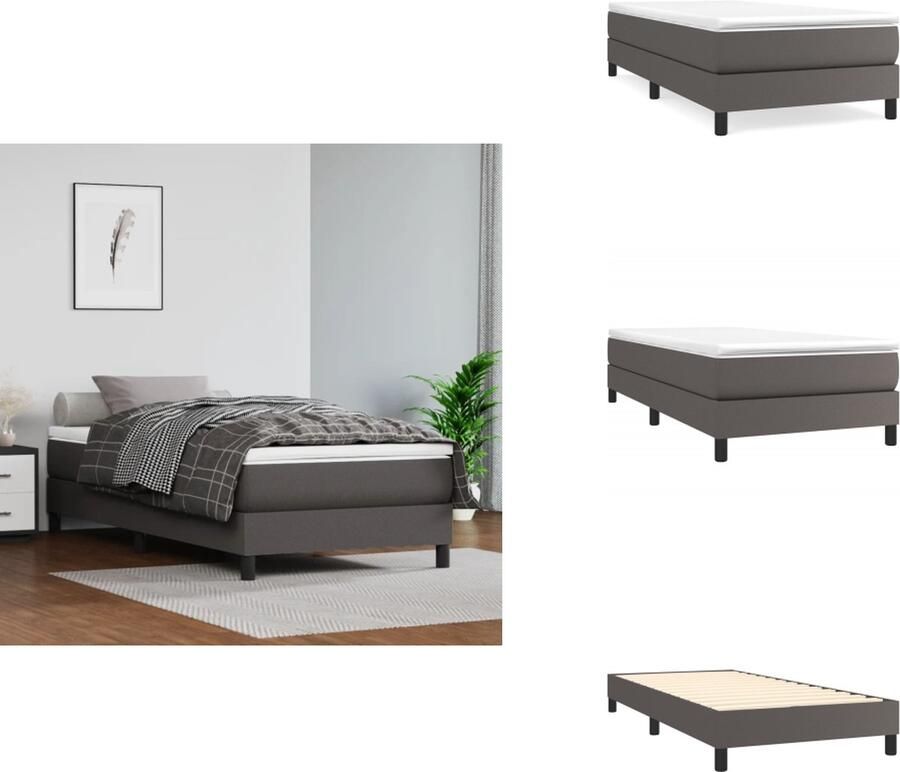 VidaXL Boxspringframe Grijs Kunstleer 203 x 80 x 25 cm Stabiele En Ondersteunende Poten Bed