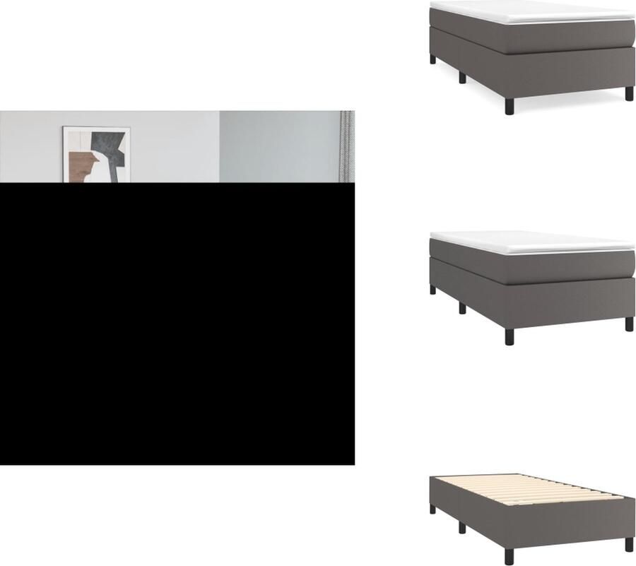 VidaXL Boxspringframe Grijs Kunstleer 203 x 90 x 35 cm Geschikt voor 90 x 200 cm matras Bed