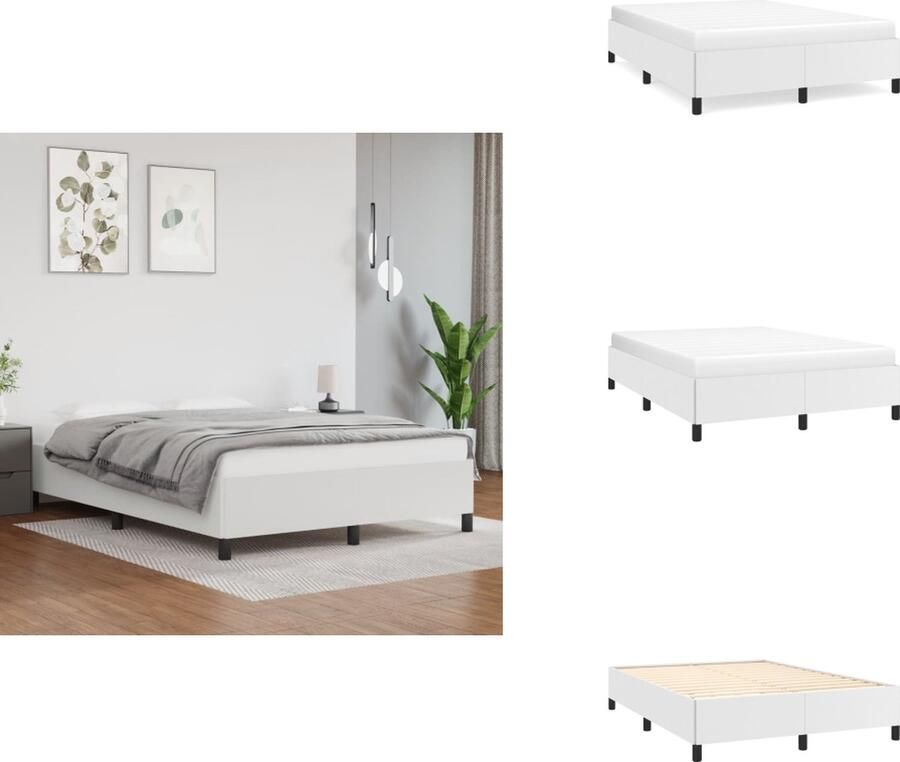 VidaXL Bedframe Bedframes Bed Slaapmeubel Bedframe kunstleer wit 140x190 cm