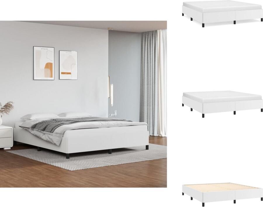 VidaXL -Bedframe-kunstleer-wit-160x200-cm - Foto 2
