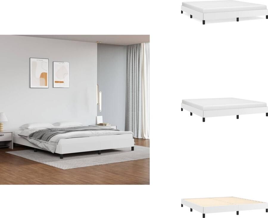 VidaXL Boxspringframe Wit 203 x 180 x 25 cm Duurzaam kunstleer Stevige poten Multiplex lattenbodem Bed