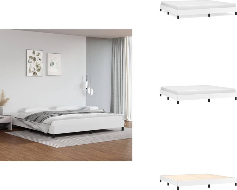 VidaXL Bedframe Duurzaam kunstleer Bedframe Afmeting- 203 x 203 x 25cm Kleur- Wit Bed