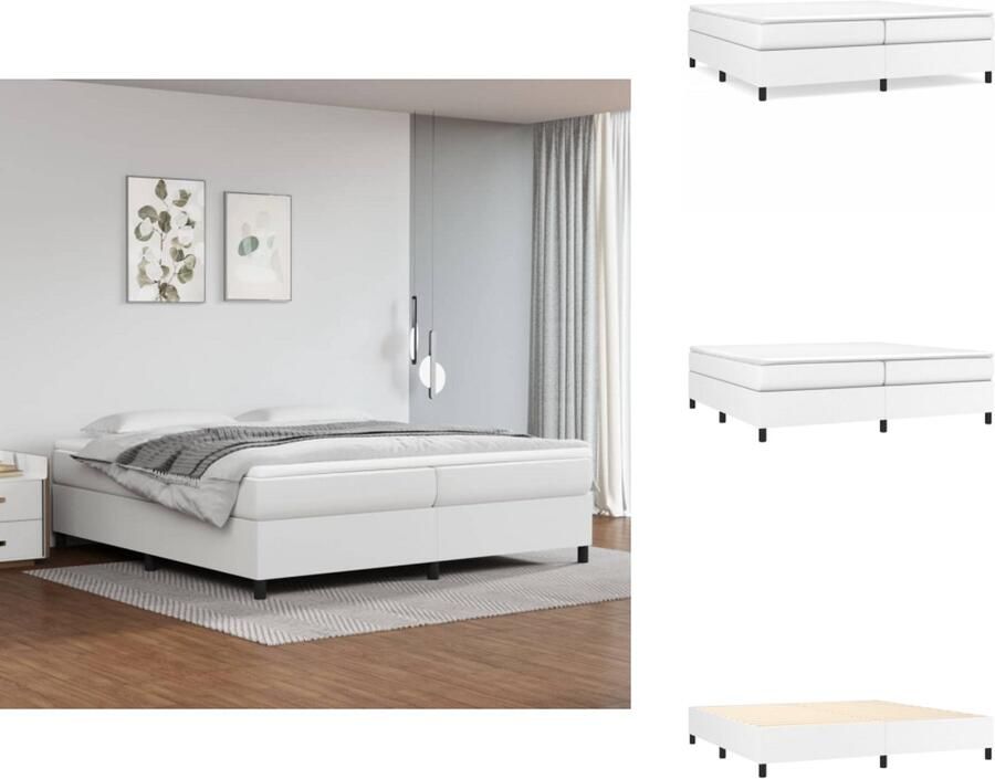 VidaXL Bedframe Duurzaam kunstleer Bedframe Afmeting- 203 x 203 x 25cm Kleur- Wit Bed - Foto 2