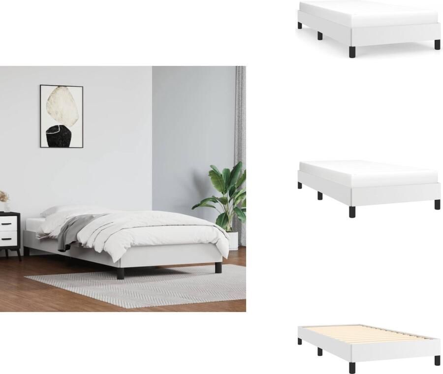 VidaXL Bedframe Kunstleer Multiplex lattenbodem Wit 203x83x25 cm Geschikt voor 80x200 cm matras Bed
