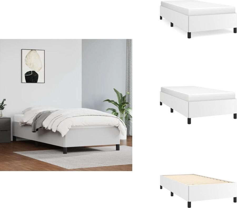 VidaXL Bedframe zonder matras 90x190 cm kunstleer wit - Foto 4