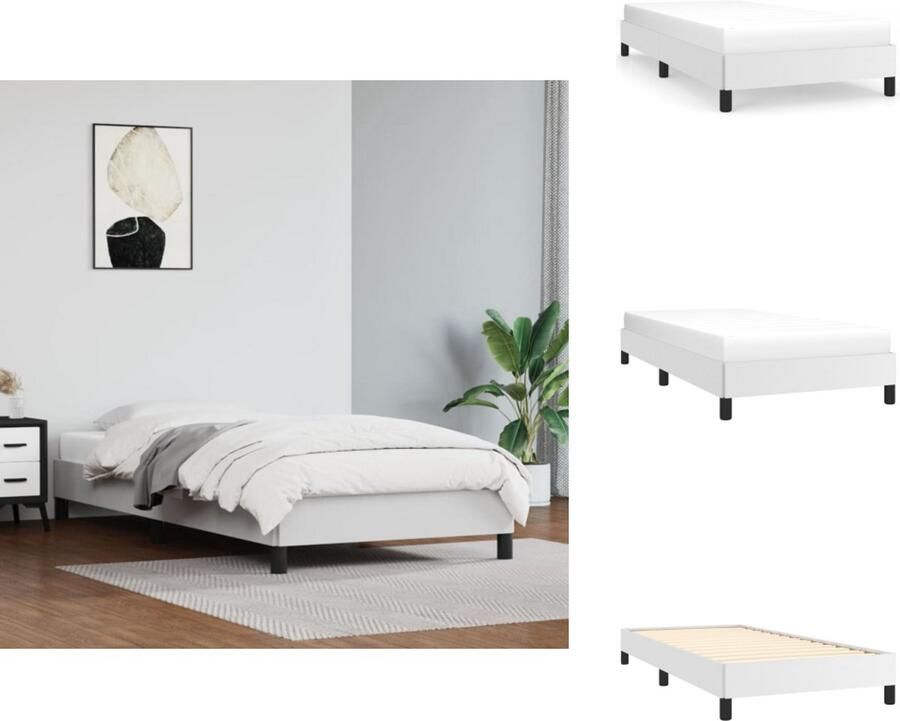 VidaXL -Bedframe-kunstleer-wit-90x200-cm - Foto 4