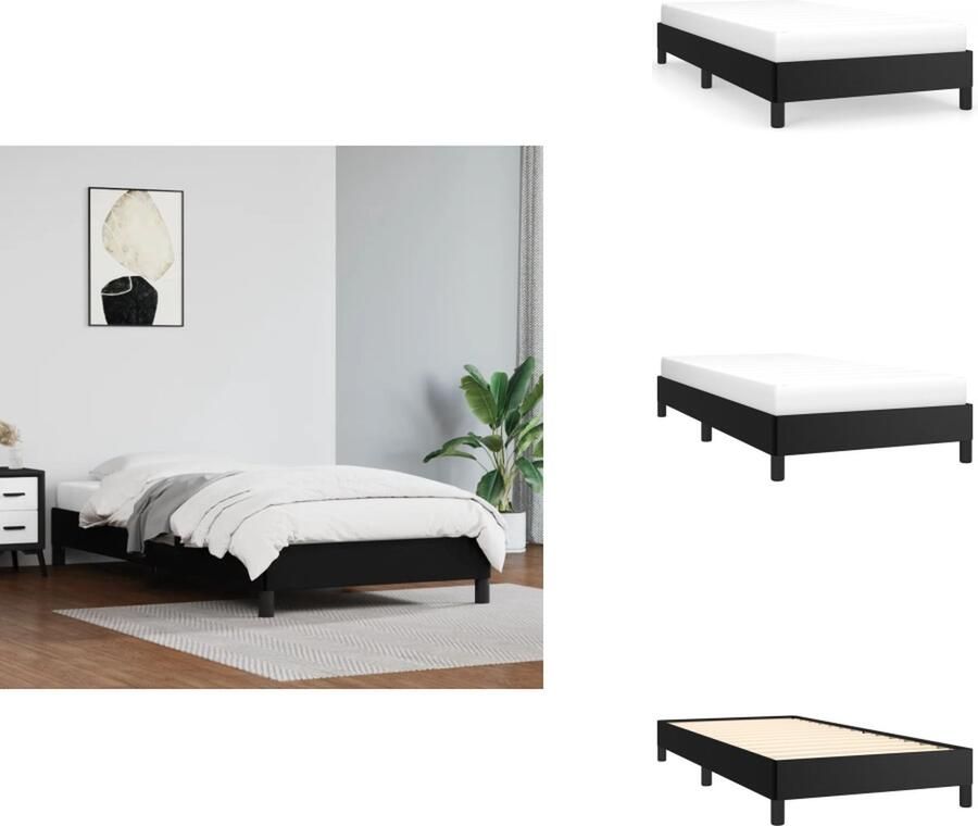 VidaXL Boxspringframe Kunstleer Zwarte kleur 203x100x35 cm Geschikt voor matras 100x200 cm Stevige poten Multiplex lattenbodem Bed - Foto 3
