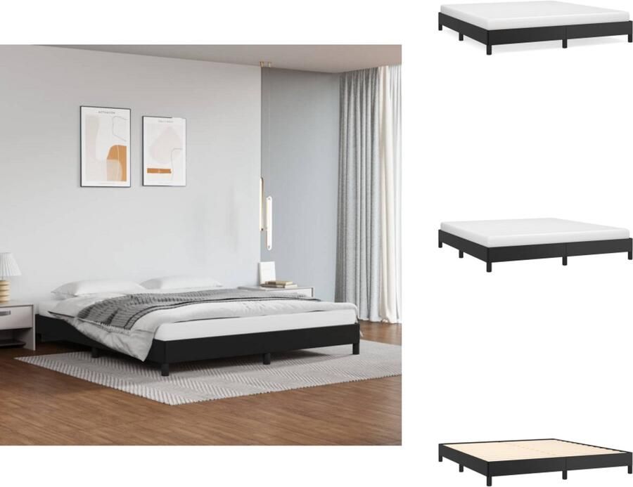 VidaXL Boxspringframe Kunstleer Zwart 203x160x35cm Duurzaam Ondersteunende poten Multiplex lattenbodem Bed - Foto 2