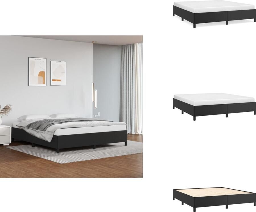 VidaXL Bedframe Duurzaam kunstleer Bedframe Afmeting- 203 x 183 cm Kleur- zwart Bed