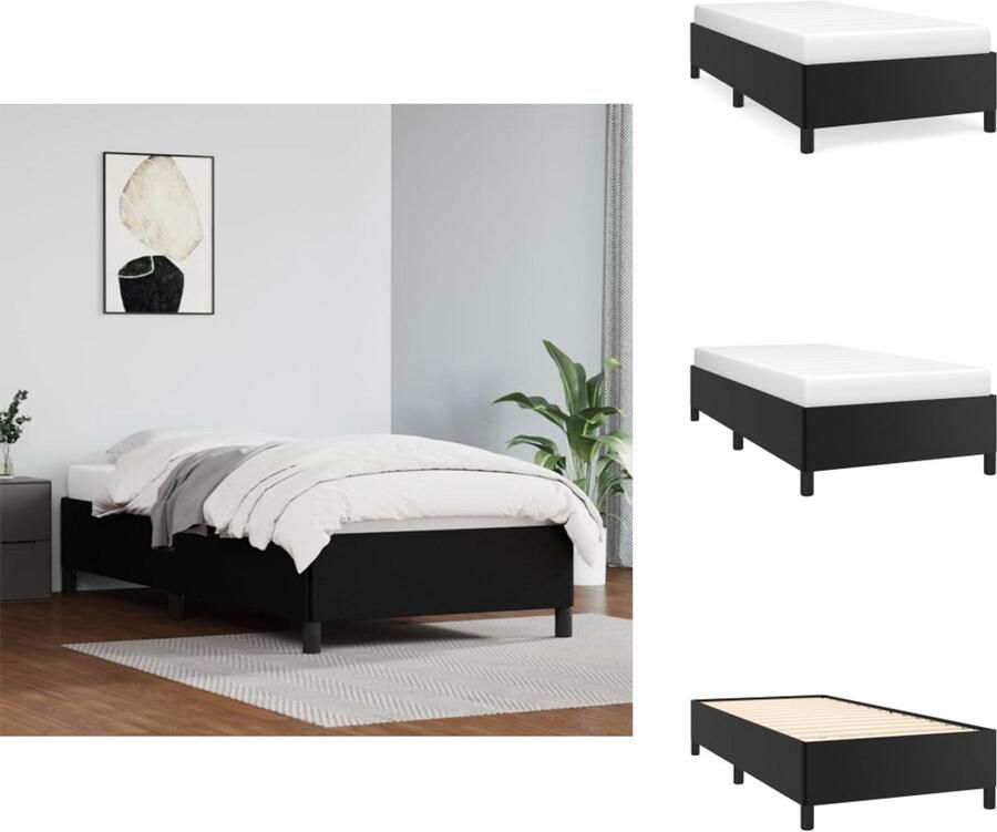 VidaXL -Bedframe-kunstleer-zwart-90x200-cm - Foto 3