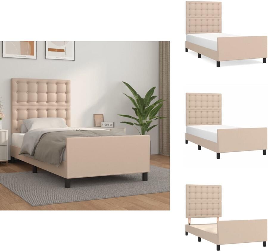 VidaXL Bedframe Bedframes Bed Slaapmeubel Bedframe met hoofdbord kunstleer cappuccinokleurig 100x200 cm