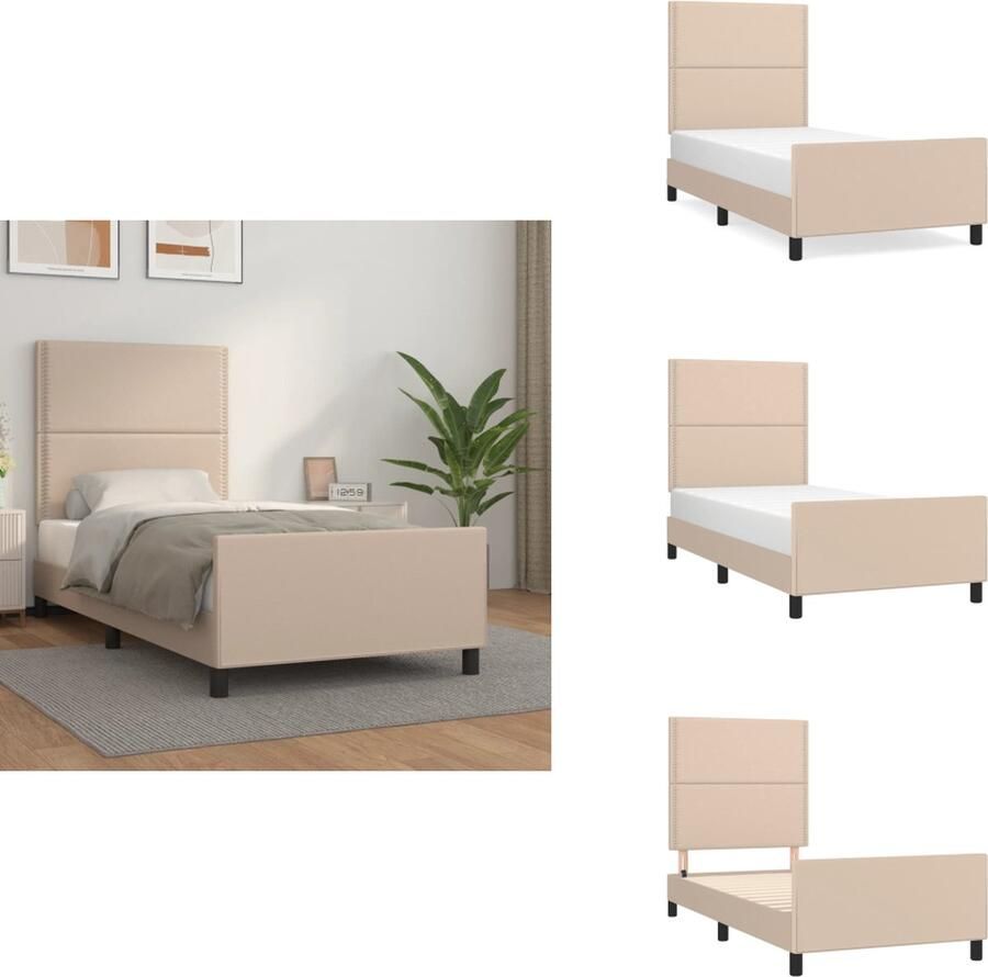 VidaXL Bedframe Bedframes Bed Slaapmeubel Bedframe met hoofdbord kunstleer cappucinnokleurig 90x190 cm