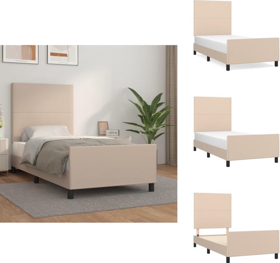 VidaXL Bedframe Bedframes Bed Slaapmeubel Bedframe met hoofdbord kunstleer cappucinnokleurig 80x200 cm