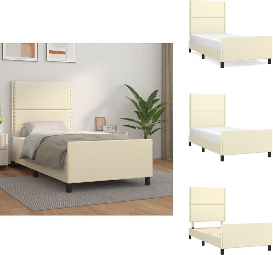 VidaXL Bedframe Bedframes Bed Slaapmeubel Bedframe met hoofdbord kunstleer crèmekleurig 80x200 cm