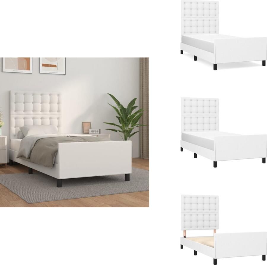 VidaXL Bedframe Bedframes Bed Slaapmeubel Bedframe met hoofdbord kunstleer wit 80x200 cm
