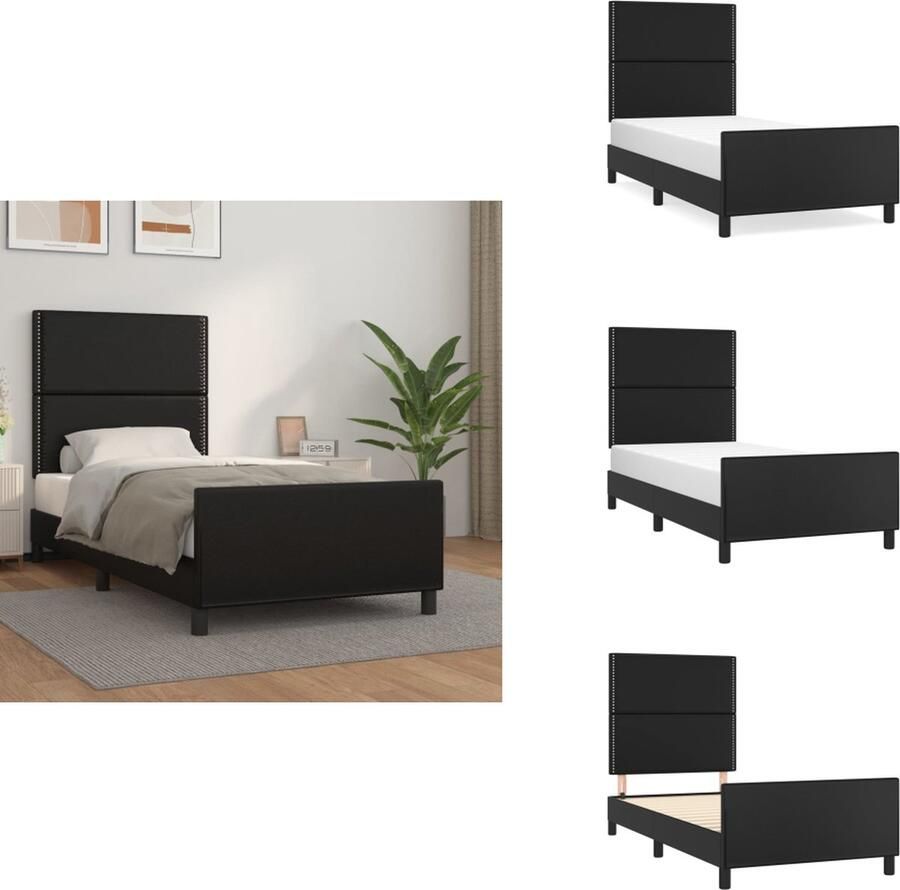 VidaXL Bedframe Zwart Kunstleer Verstelbaar Hoofdeinde Multiplex Lattenbodem 203 x 83 x 118 128 cm Note- Matras niet inbegrepen verkrijgbaar in onze shop Inclusief montagehandleiding Bed