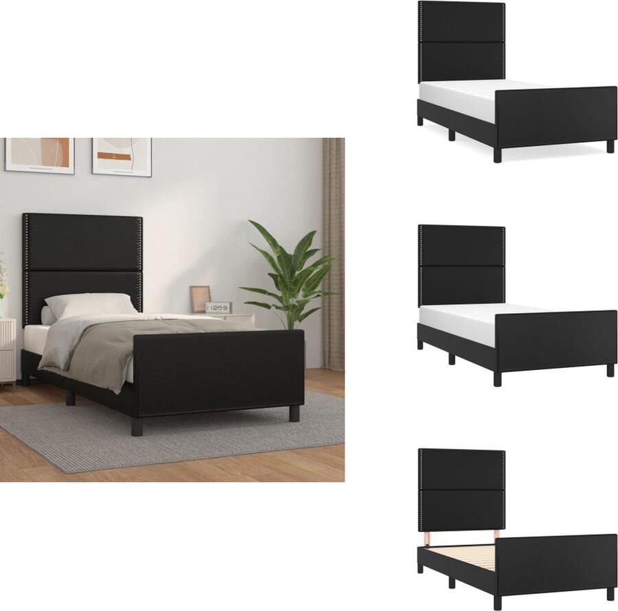 VidaXL Bedframe Bedframes Bed Slaapmeubel Bedframe met hoofdbord kunstleer zwart 90x190 cm