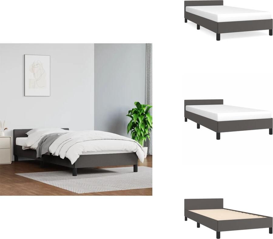VidaXL Bedframe Bedframes Bed Slaapmeubel Bedframe met hoofdeinde zonder matras 80x200 cm grijs