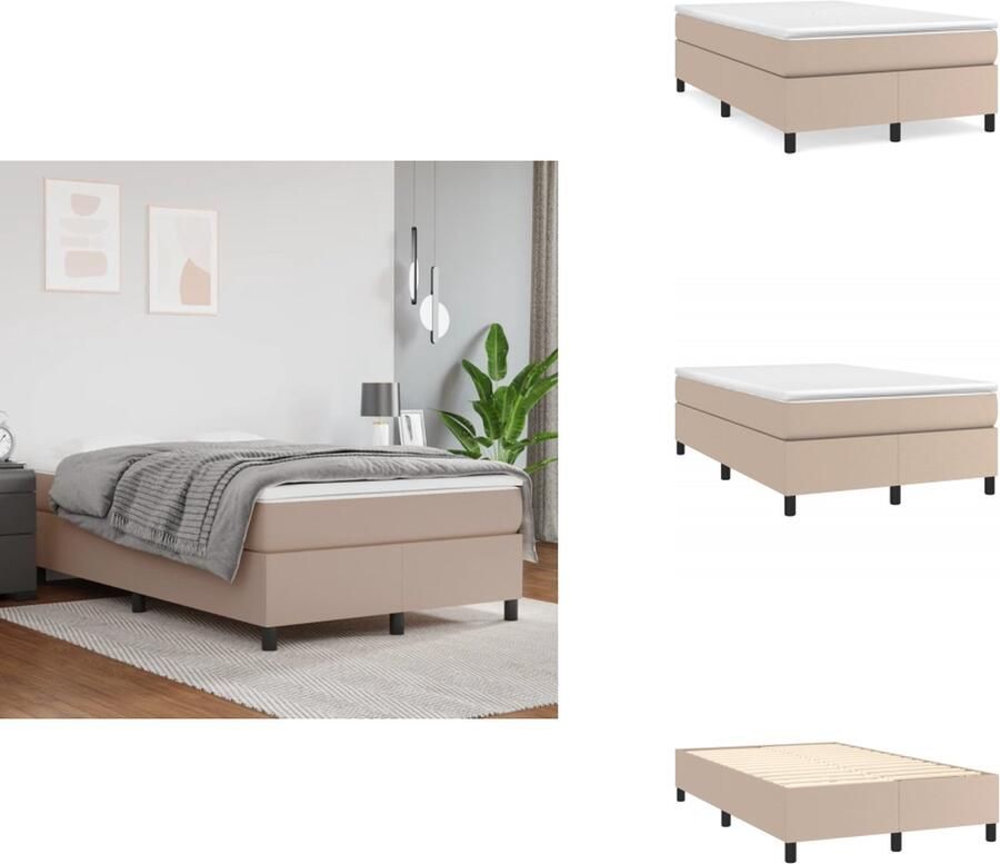 VidaXL Boxspringframe Cappuccino 203 x 120 x 35 cm Duurzaam Kunstleer Ondersteunende Poten Multiplex Lattenbodem Bed