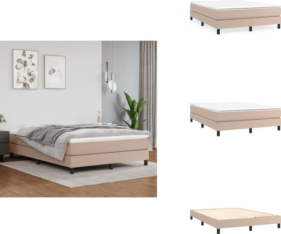 VidaXL Boxspringbedframe kunstleer cappuccinokleurig 140x200 cm - Foto 3