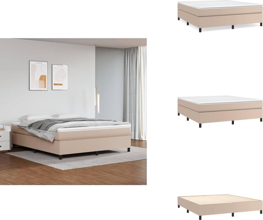 VidaXL Bedframe Bedframes Bed Slaapmeubel Bedframe kunstleer cappuccinokleurig 160x200 cm - Foto 2