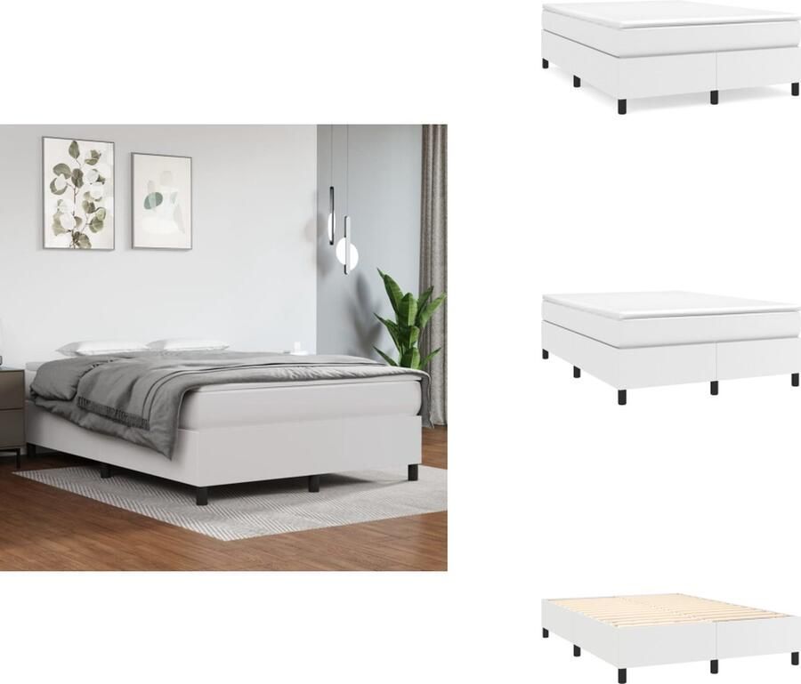 VidaXL Bedframe Bedframes Bed Slaapmeubel Boxspringframe kunstleer wit 140x200 cm