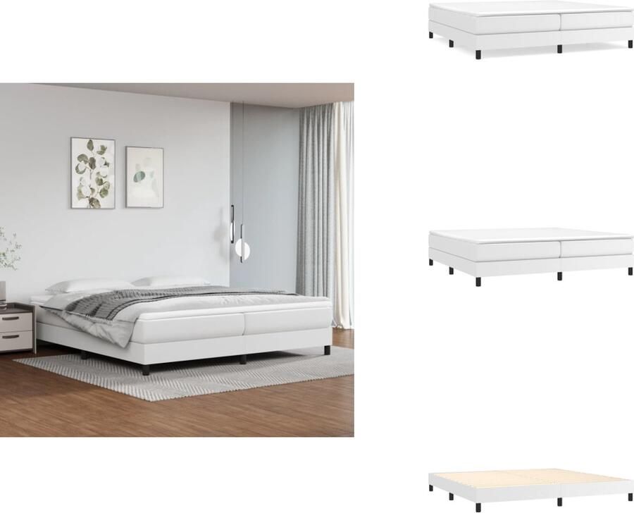 VidaXL Bedframe Bedframes Bed Slaapmeubel Boxspringframe kunstleer wit 200x200 cm