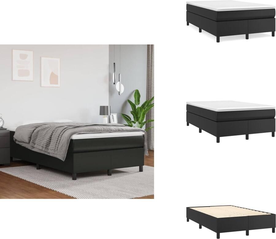 VidaXL Boxspringframe Zwart Kunstleer 203 x 120 x 35 cm Multiplex Lattenbodem Matras niet inbegrepen Bed