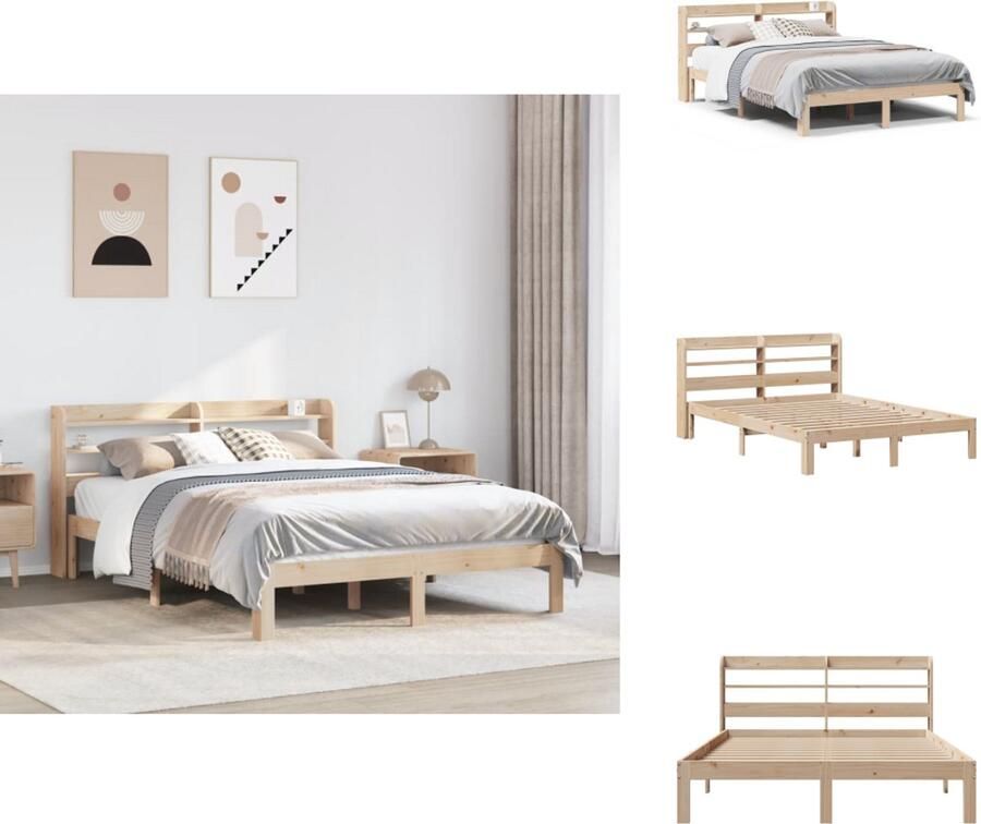 VidaXL Bedframe Bedframes Bed Tweepersoonsbed Bedframe met hoofdbord massief grenenhout 120x190 cm